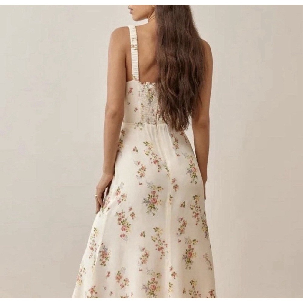Reformation Camari Dress Size 10 Cream Perfume Floral Midi Dress Cottage NWT - Picture 2 of 10